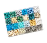 Fpbiagoq Assortiment de breloques en forme d'étoile de mer, 24 | Assortiment de perles marines, perles intercalaires rondes, assortiment de perles côtières, bracelets, colliers