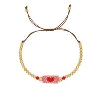 [Fpbiagoq] Bracelet tressé exquis avec cristaux faits à la main et perles de cuivre dorées, parfait pour un usage quotidien, longueur réglable, フリーサイズ