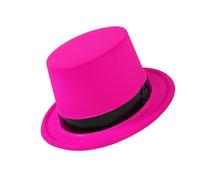 [Fpbiagoq] Chapeau haut avec ruban noir fluorescent pour fête de cosplay, jeu de rôle pour adultes, accessoires de robe, chapeau de gentleman, chapeau de chevalier, attrapeur fedora