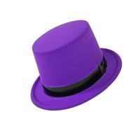 [Fpbiagoq] Chapeau haut avec ruban noir fluorescent pour fête de cosplay, jeu de rôle pour adultes, accessoires de robe, chapeau de gentleman, chapeau de chevalier, attrapeur fedora
