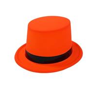 [Fpbiagoq] Chapeau haut avec ruban noir fluorescent pour fête de cosplay, jeu de rôle pour adultes, accessoires de robe, chapeau de gentleman, chapeau de chevalier, attrapeur fedora
