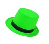 [Fpbiagoq] Chapeau haut avec ruban noir fluorescent pour fête de cosplay, jeu de rôle pour adultes, accessoires de robe, chapeau de gentleman, chapeau de chevalier, attrapeur fedora