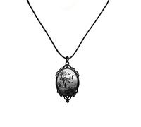 [Fpbiagoq] Collier cordon en cuir coréen pour femme réglable élégant en métal cimetière pendentif ras du cou bijoux Halloween chauve-souris collier