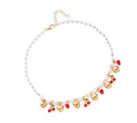 [Fpbiagoq] Élégant collier cœur cerise fraise design léger marguerites naturelles et chaîne réglable pour femme, フリーサイズ, Comme décrit dans la description, Sans pierre précieuse