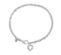 [Fpbiagoq] Élégant grand collier coeur chaîne unique plaqué or ou argent à la mode pour les femmes en avant charme de coeur pour décontracté et formel, フリーサイズ, Comme décrit dans la description, Sans