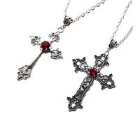 [Fpbiagoq] Lot de 2 colliers avec pendentif en forme de croix, grande croix, accessoires gothiques, charme mystique, フリーサイズ, Comme décrit dans la description, Sans pierre précieuse