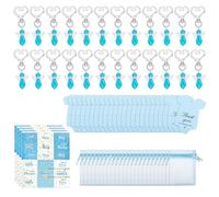Fpbiagoq Paquet De 24 Porte-clés Pendentif En Angélique Avec Sacs En Organza Cartes Remerciement Pour Baby Shower Accessoires Célébration Douches Cadeaux Fête