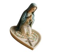 Fpbiagoq Statue Artistique De La Sainte Mère Et du Père Chapelet en Résine Souvenirs Catholiques pour La Réflexion Spirituelle Et Le Stockage Bijoux Pièce Décoration Cérémonie Religieuse