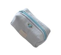 [Fpbiagoq] Trousse de maquillage portable de grande capacité pour voyage et usage quotidien Motif floral, Bleu pâle, Conforme à la photo