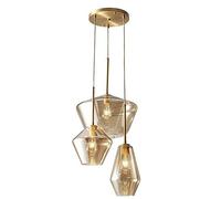 FPDZMDH Champagne Or Verre 3 Têtes Suspendues Suspension Encastré Plafonnier Luminaire Moderne Lampe En Verre Lustre Pour La Maison Cuisine Hôtel Café Bar Salle À Manger Safehappy
