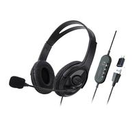 FPHADO Casque USB filaire pour enseignement informatique avec microphone de type C Convient pour Zoom Skype Office Call Center