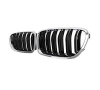 FPHADO Grille avant de voiture chromée + barres doubles noires brillantes pour grille avant - F10 / F11 M5 535I 550I 528I 4 portes 2010-2017