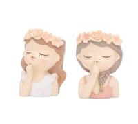 FPHADO Joli pot de fleurs avec trou de drainage pour visage de fille - Grand pot de fleurs en résine - Grand vase à fleurs