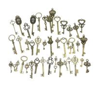 FPHADO Lot de 46 clés décoratives vintage vintage en laiton bronze pour breloques steampunk