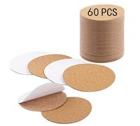 FPHADO Lot de 60 dessous de verre auto-adhésifs en liège pour dessous de verre - Dos rond avec autocollant