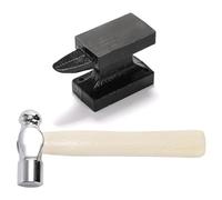 FPHADO Petit bloc enclume en corne de 0,5 kg avec marteau d'estampage en métal pour la fabrication et la réparation de bijoux, base en corne en fonte