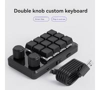 FPHADO Programmation Macro Personnalisé Filaire Clavier RGB 12 Touches Copier Coller Bouton Mini Clavier Hotswap Macropad Jaune + Noir