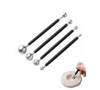 FPIJMG Outils de Modelage Métal 4 Pièces, Stylets à Boule pour Argile | Quatre outils à boule pour pointiller, marquer et créer des détails fins sur argile, céramique et pâte à modeler.