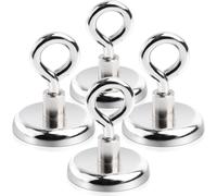 FPMYB Lot de 4 crochets magnétiques extra puissants en néodyme de 36 mm - Crochets magnétiques à œillets avec crochets pour croisière, barbecue, cuisine, réfrigérateur, gadgets, portes en fer, bureau