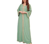 FPOVFPO Robe musulmane Abaya une pièce pour femme avec col en V bronze, caftan islamique long