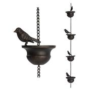 Fpreeza 1 PCS pour Gouttières Mobile Birds on Cups Rain Chimes 7.8Ft Rain Chimes avec Attached Hanger and Birds