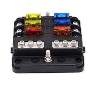 Fpreeza Bloc de Fusibles éTanche à 6 Voies, avec Indicateur LED 12 Circuits avec BoîTe à Fusibles Marine NéGative pour Camion RV de Bateau de Voiture de DC 12/24V