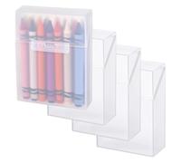 Fpreeza Boîte en plastique transparent pour crayons de 4 pièces, avec capacité de 24 crayons, avec couvercle rabattable et à pression, idéale pour les fournitures scolaires et de bureau.