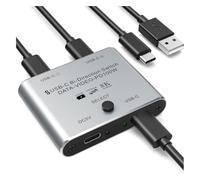 Fpreeza Commutateur KVM USB C 8K bidirectionnel USB-C prend en charge 8K 60Hz/4K 144Hz vidéo 100W PD 10Gbps transfert de données