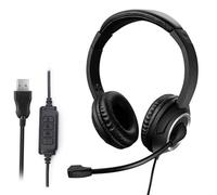 Fpreeza Écouteurs USB avec câble pour centre d'appel, écouteurs avec microphone, écouteurs suppra-auraux avec annulation de bruit pour jeux, pour ordinateur, PC et ordinateur portable