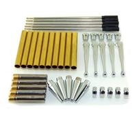Fpreeza Lot de 5 stylos fins de luxe pour tournage du bois, finition chromée argentée, avec pointe rotative.