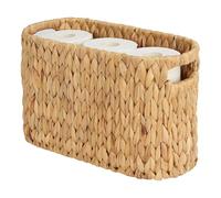Fpreeza Panier de Rangement pour Papier Toilette, Support en Osier de Jacinthe d'eau pour 6 Rouleaux de Papier Toilette avec Poignées Intégrées