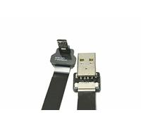 FPV Plat fin mince ruban FPC câble micro USB à 90 degrés vers USB Standard A pour chargement et synchronisation 15CM noir