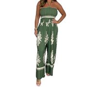 FPVAWKBL Combinaison Bustier Tubulaire à Bretelles, Combinaison Ample imprimée sans Manches à la Mode pour Femmes, Printemps 2024 (Medium,Green)