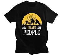 FPVAWKBL Male Funny I Hate People Tshirt Short Sleeved Cotton Mountain Hiking T-Shirt Love Camping Shirt Nature