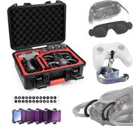 FPVtosky Kit d'accessoires 6 en 1 Avata 2, coque rigide, pare-chocs à cardan, lot de 5 filtres ND, housse anti-poussière pour lunettes 3, cordon de cou, autocollant numérique de batterie pour drone