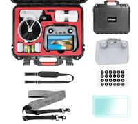 FPVtosky Kit d'accessoires de valise pour DJI Flip Fly More Combo, comprend un étui rigide à rabat, un pare-soleil RC 2, une lanière, un film de protection d'écran, 2 autocollants de batterie, un kit