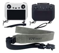 FPVtosky Sangle de Cou pour Manette DJI RC & DJI RC Pro, Bandoulière en Cuir PU pour Manette DJI Compatible avec DJI Mini 3 Pro Mavic 3 Air 2S Accessoires de Télécommande, Gris