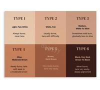 FQHIDMOMX Human Skin Color Fitzpatrick Guide Poster | Concise typography chart of dermal phototypes for calm neutral workspace hallway Wall-Art(Framed,08x12inch(20x30cm))