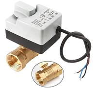 FQJYXWEWL Actionneur électrique de 1/2" à 2" avec Commande Manuelle, vanne à Boisseau sphérique électrique en Laiton à 2 ou 3 Voies for Eau/Huile/air, électrovanne de Remplacement(Ac220v-3 Way,DN32)