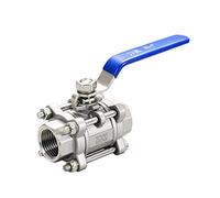 FQJYXWEWL Robinet à Bille à Filetage BSP en Acier Inoxydable 1/2 ", Robinet à Bille en Trois pièces DN15 à Utiliser avec des liquides et des gaz(SS316)