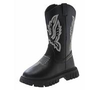 FQLGJMY Bottes Cow-girl Mi-mollet Pour Filles Bout Rond Talon épais Broderie Ethnique Paillettes Chaussures d'équitation de Princesse Printemps Automne Hiver Unisexe Pour Tout-petits Fête Cosplay