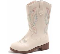 FQLGJMY Bottes Cow-girl Mi-mollet Pour Filles Bout Rond Talon épais Broderie Ethnique Paillettes Chaussures d'équitation de Princesse Printemps Automne Hiver Unisexe Pour Tout-petits Fête Cosplay
