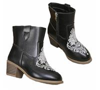 FQLGJMY Bottes Cow-girl Mi-mollet Pour Filles Bout Rond Talon épais Broderie Ethnique Paillettes Chaussures d'équitation de Princesse Printemps Automne Hiver Unisexe Pour Tout-petits Fête Cosplay