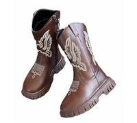 FQLGJMY Bottes Cow-girl Mi-mollet Pour Filles Bout Rond Talon épais Broderie Ethnique Paillettes Chaussures d'équitation de Princesse Printemps Automne Hiver Unisexe Pour Tout-petits Fête Cosplay