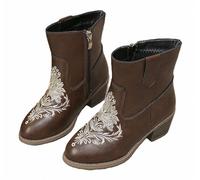 FQLGJMY Bottes Cow-girl Mi-mollet Pour Filles Bout Rond Talon épais Broderie Ethnique Paillettes Chaussures d'équitation de Princesse Printemps Automne Hiver Unisexe Pour Tout-petits Fête Cosplay