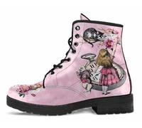 FQLGJMY Bottes Montantes Pour Femmes en Cuir à Lacets Imprimé Rose Fille et Champignons Fleuris Idéales Pour Style Décontracté Voyages ou Fêtes (Noël Halloween Christmas) Personnalisables