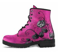 FQLGJMY Bottes Montantes Pour Femmes en Cuir à Lacets Imprimé Rose Fille et Champignons Fleuris Idéales Pour Style Décontracté Voyages ou Fêtes (Noël Halloween Christmas) Personnalisables