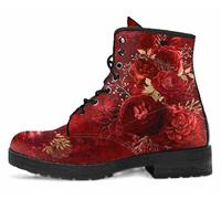 FQLGJMY Bottes Montantes Pour Femmes en Cuir à Lacets Imprimé Rose Fille et Champignons Fleuris Idéales Pour Style Décontracté Voyages ou Fêtes (Noël Halloween Christmas) Personnalisables