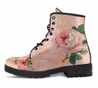 FQLGJMY Bottes Montantes Pour Femmes en Cuir à Lacets Imprimé Rose Fille et Champignons Fleuris Idéales Pour Style Décontracté Voyages ou Fêtes (Noël Halloween Christmas) Personnalisables