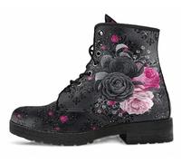 FQLGJMY Bottes Montantes Pour Femmes en Cuir à Lacets Imprimé Rose Fille et Champignons Fleuris Idéales Pour Style Décontracté Voyages ou Fêtes (Noël Halloween Christmas) Personnalisables
